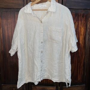 Coldwater Creek Women's Cream Casual Button‎ Down Shirt